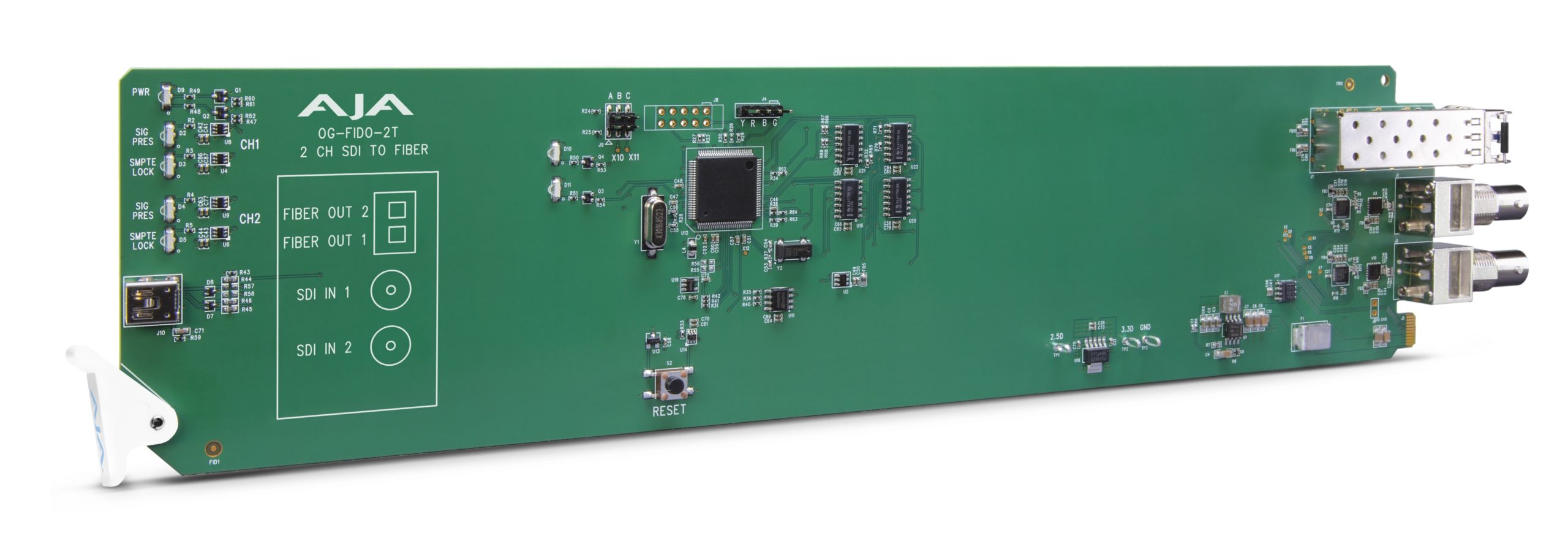 2-channel 3G-SDI to multi mode LC-fiber transmitter, dashboard support
