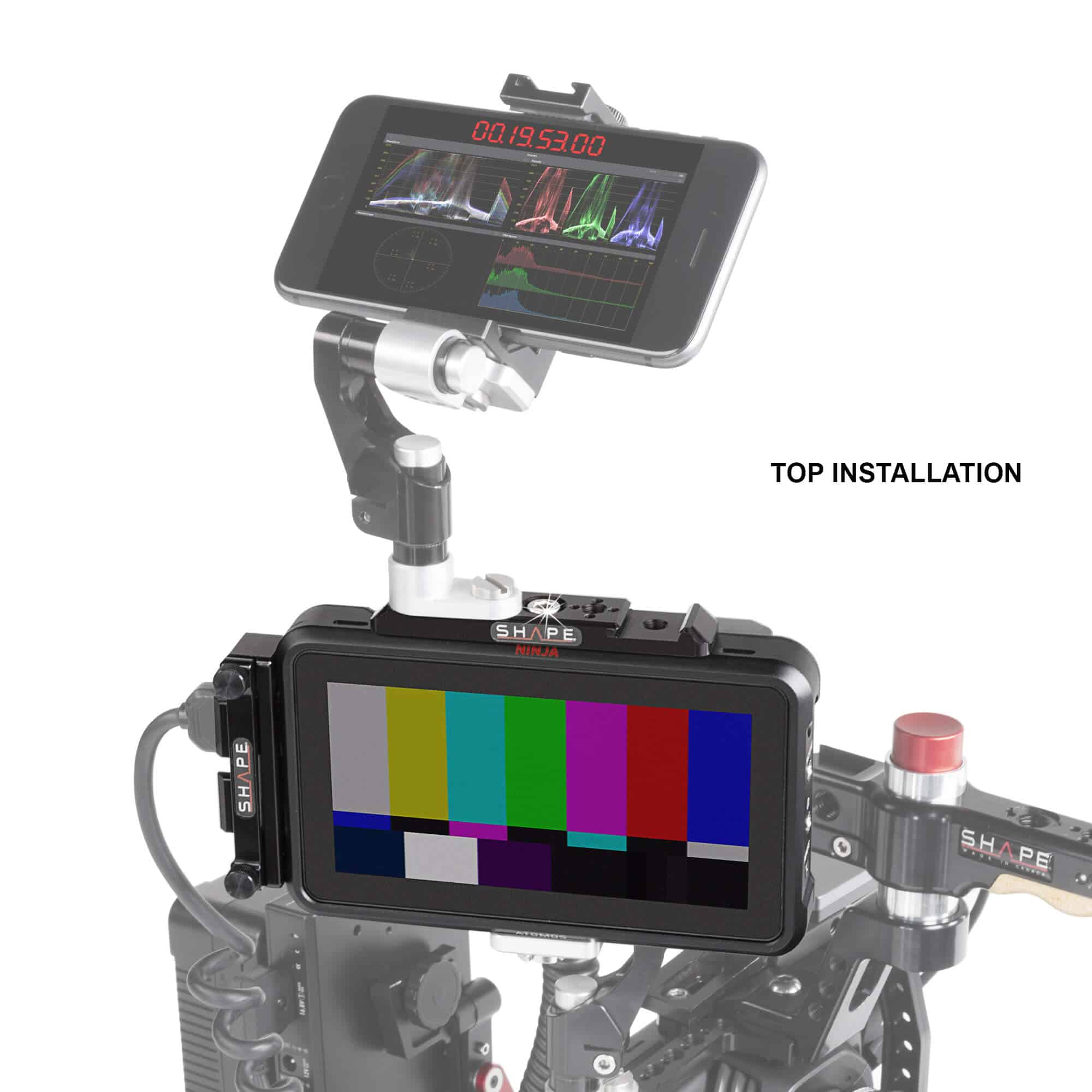 SHAPE top plate for Atomos Ninja V monitor recorder with mounting options.