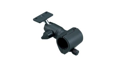 Adjustable microphone holder for video cameras and recording equipment.