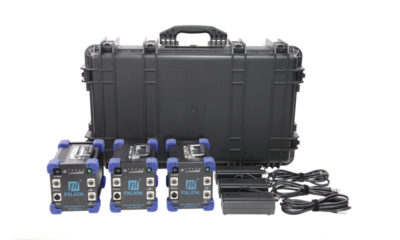 Fiber optic testing devices with case and accessories for professional use.