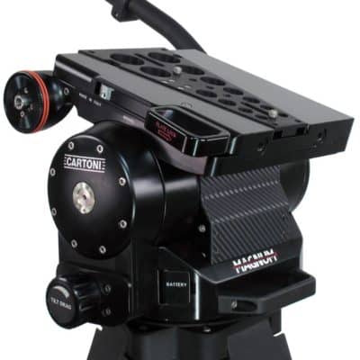 Professional fluid head for camera stabilization and smooth movement.