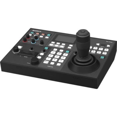 Sony RM-IP500 remote control unit for PTZ cameras with joystick and control buttons.