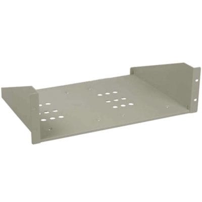Metal rack for CCU/DCU RM Adaptor with mounting holes.