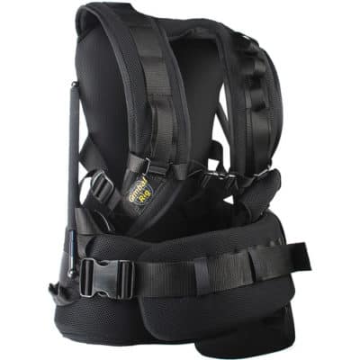Black hiking backpack with multiple straps and compartments for outdoor adventures.