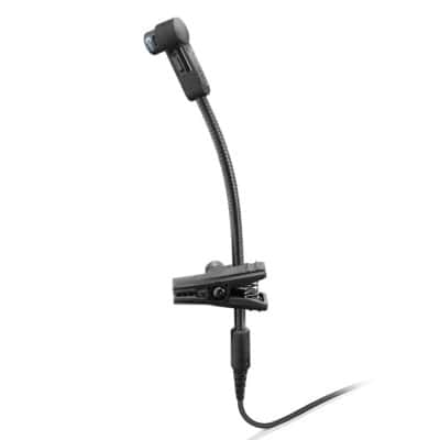 Professional condenser microphone with supercardioid pattern and stereo jack.