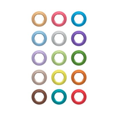 Set of 16 colorful magnetic indicators for identification purposes.