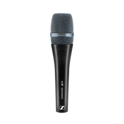 Professional Sennheiser vocal microphone with black finish and metal grille.