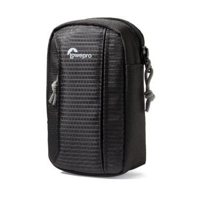 Lowepro camera or accessory bag in black with textured surface and zipper closure.