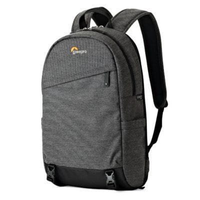 Lowepro backpack in charcoal grey for outdoor and travel use.