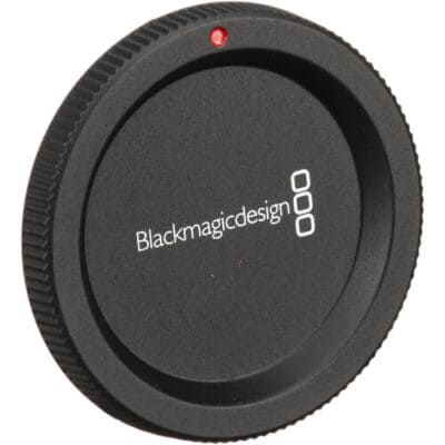 Blackmagicdesign 6D camera lens cap with red indicator light.