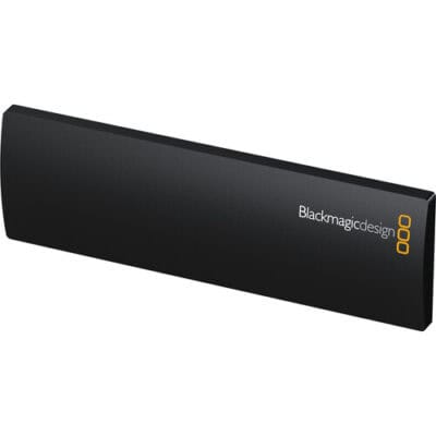 Blackmagicdesign audio interface device for professional sound recording.