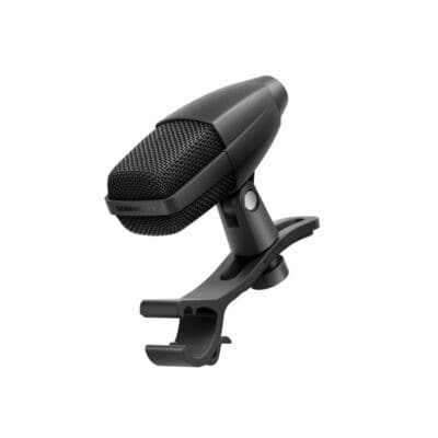 Multipurpose Dynamic Cardioid Microphone set. Includes (1) MD 421 KOMPAKT microphone, (1) MZH DRUMS Drum clamp, and (1) Pouch