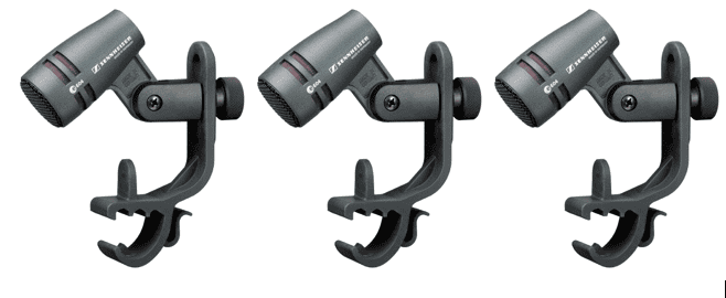 Microphone set with 3x e 604, instrument microphone, dynamic, cardioid, including bracket holder and cases