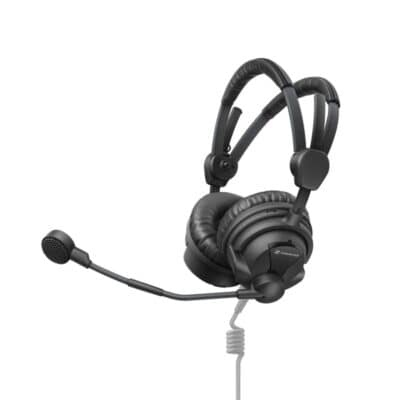 Closed on-ear headset for outdoor broadcast application, ActiveGard© limiting technology with three switchable attenuation  settings (off/ 95 dB/ 110 dB), supercardioid dynamic microphone, cable not included