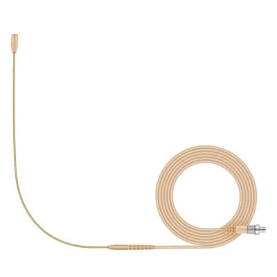 Headset microphone (omnidirectional, pre-polarized condenser) with 1.3m fixed cable beige, for 2000, 5000, 6000 and 9000 Series. Includes (1) HSP Essential omni-beige with 3-Pin connector, (1) SL MZW 1 foam windscreen and (1) soft pouch