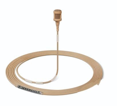 Miniature clip-on microphone, omnidirectional, open end, 4 m long, beige, accessories not included